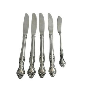 Oneida Northland Stainless Steel Vintage Pattern Five Knives Butter Flatware